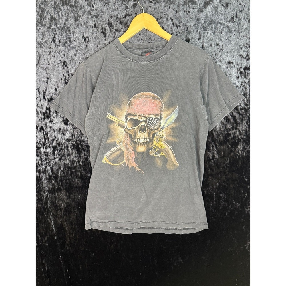 Vintage Gold Series Short Sleeve T-Shirt Youth M Black Pirate Skull Graphic